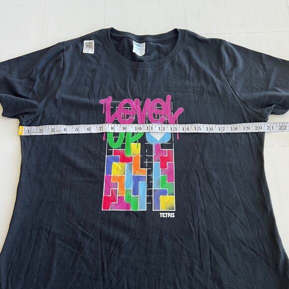 New PORT & COMPANY Tetris Level Up Graphic Tee T-Shirt Women’s SIZE L Black - Picture 5 of 10